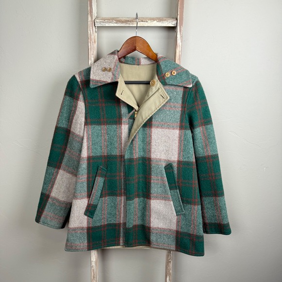 American Vintage Other - Vintage 60s Reversible Wool Plaid‎ Canvas Jacket size Small, 38, USA